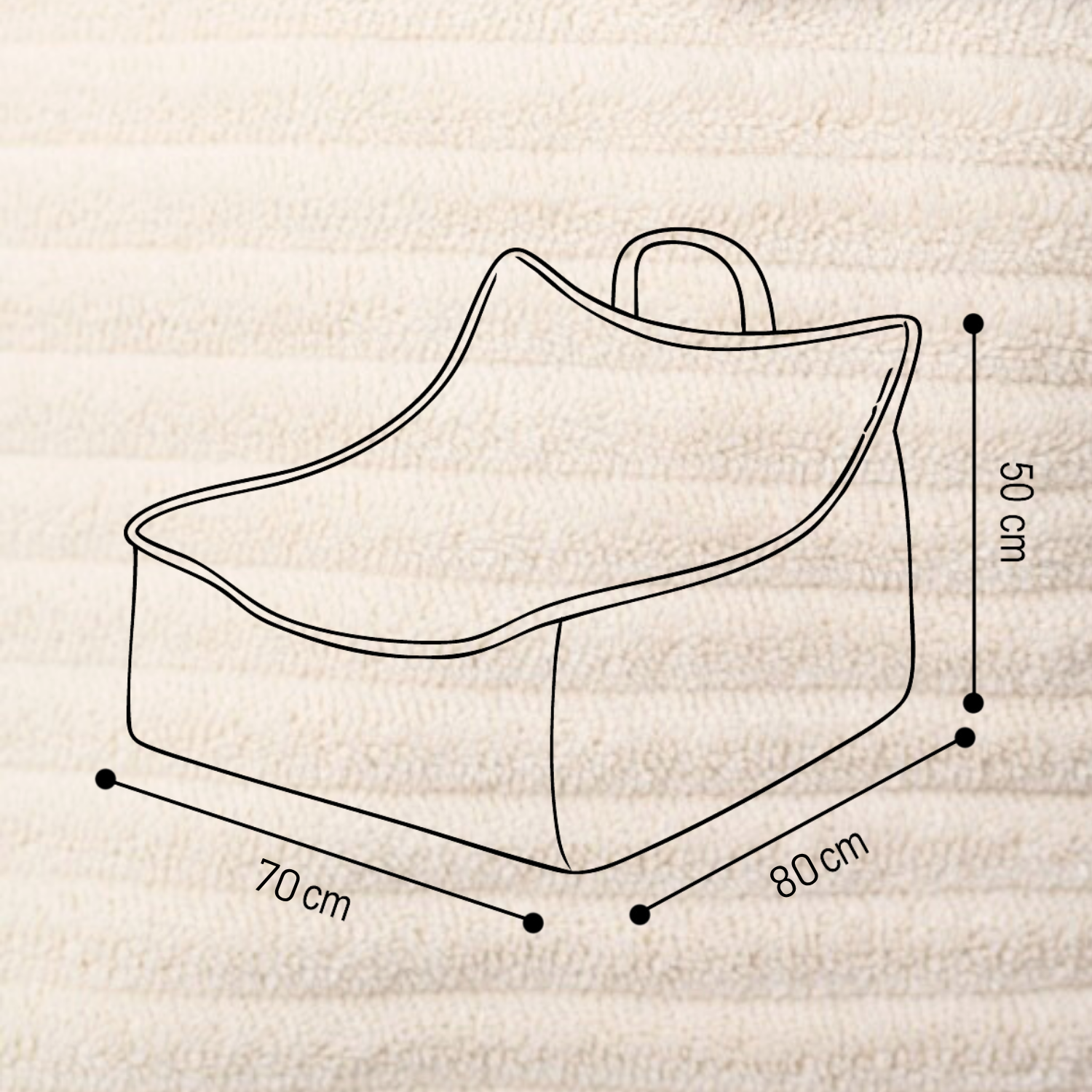 "Yappy Nest" XXL Sitzsack 70x50x80cm mit EPS-Perlen & Anti-Rutsch-Boden