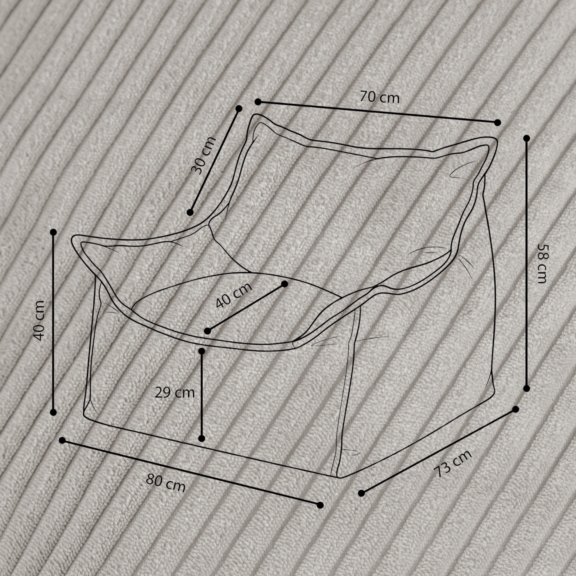 "Cordy Throne" bequemer Kinder-Relaxsessel 80x73x58cm