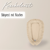 wendbares Babynest mit Rüschen - 100% Baumwolle