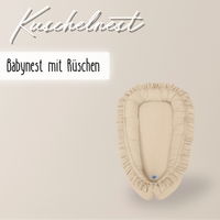 wendbares Babynest mit Rüschen - 100% Baumwolle