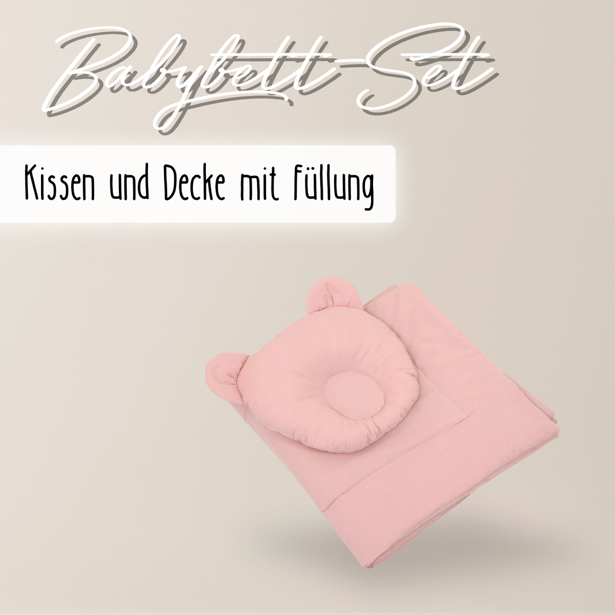 Baby Bettwäsche-Set mit Füllung – Decke & Teddy-Kissen aus 100% Baumwolle