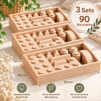 Montessori Holzbausteine aus Massivholz mit Aufbewahrungsbox