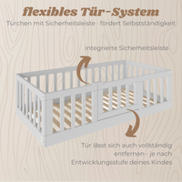 YappyCasa JUNIOR - Bodenbett 160x80cm mit Tür & Sicherheitsleiste