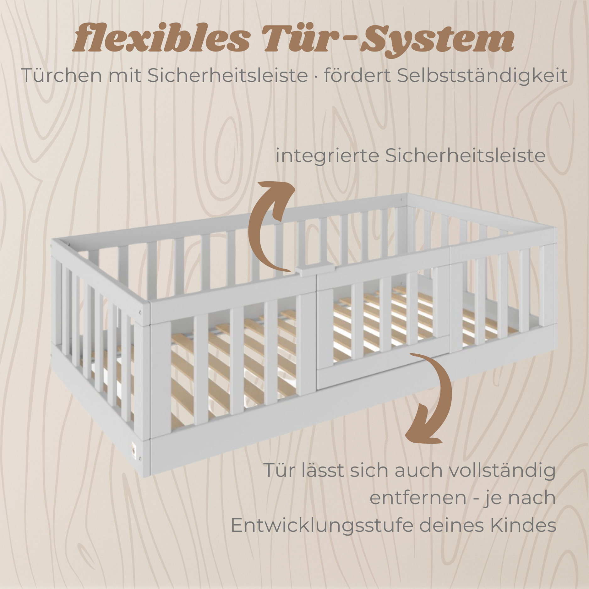 YappyCasa JUNIOR - Bodenbett 160x80cm mit Tür & Sicherheitsleiste
