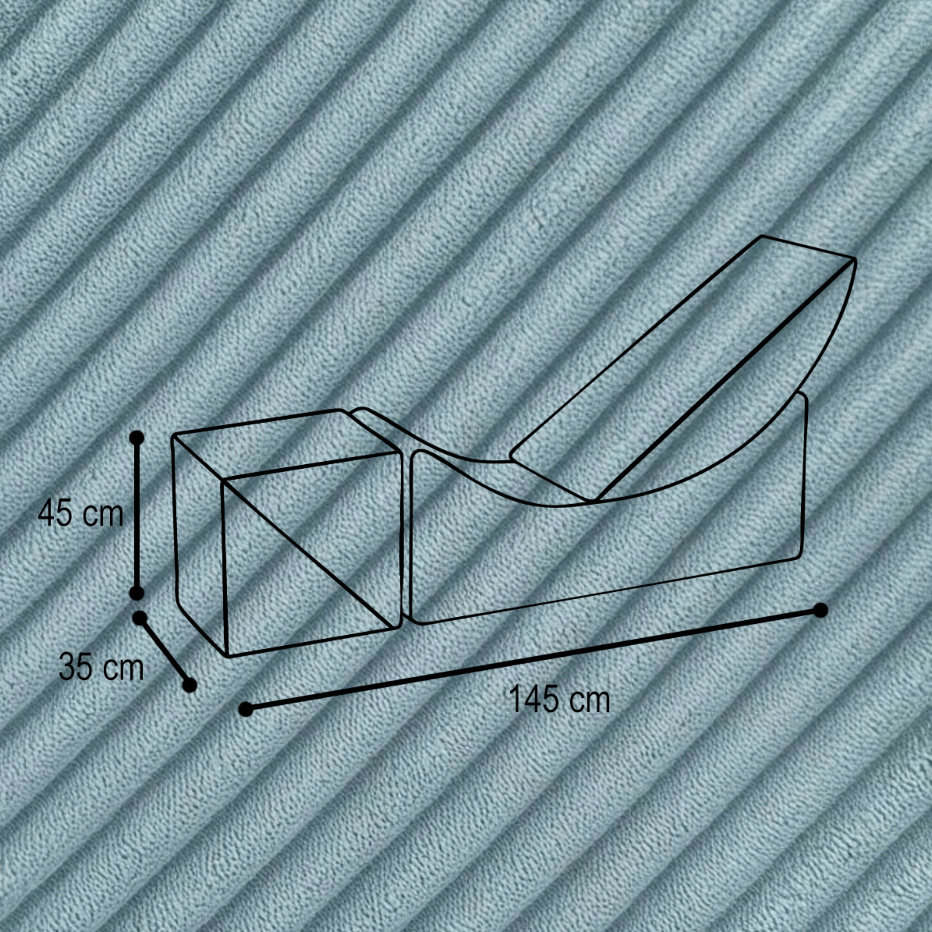 "Moon Lounger" Modularer Kinder-Chaiselongue 145×35×45cm