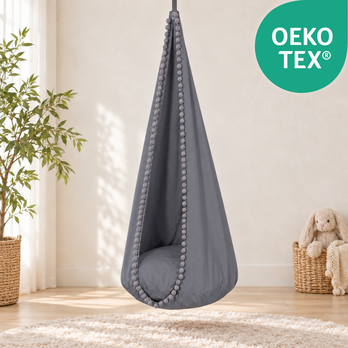 Cocoon Swing – Hängeschaukel aus Baumwolle mit Sitzkissen