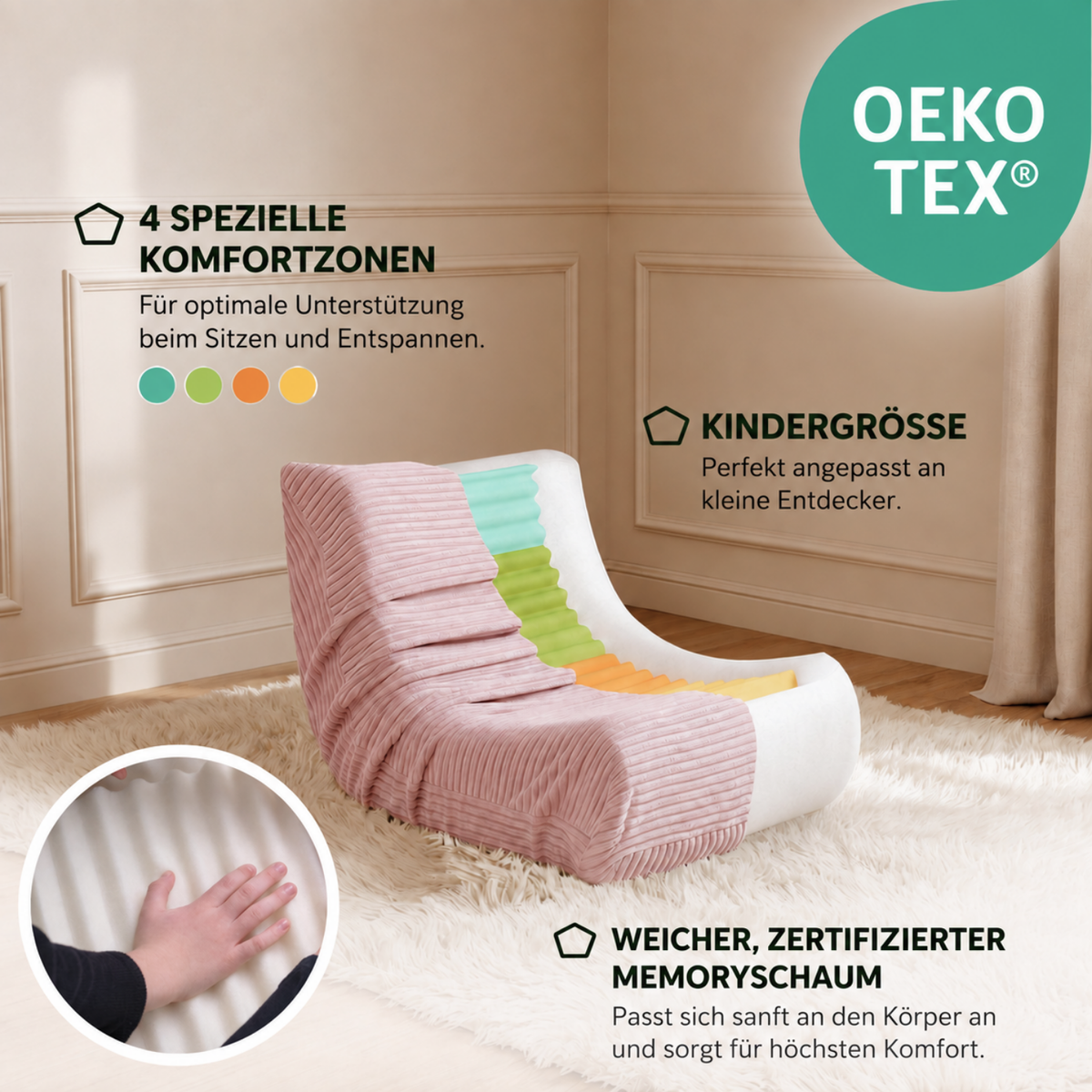 "Cozy Mooni" Ergonomic lounge chair with 4-zone system