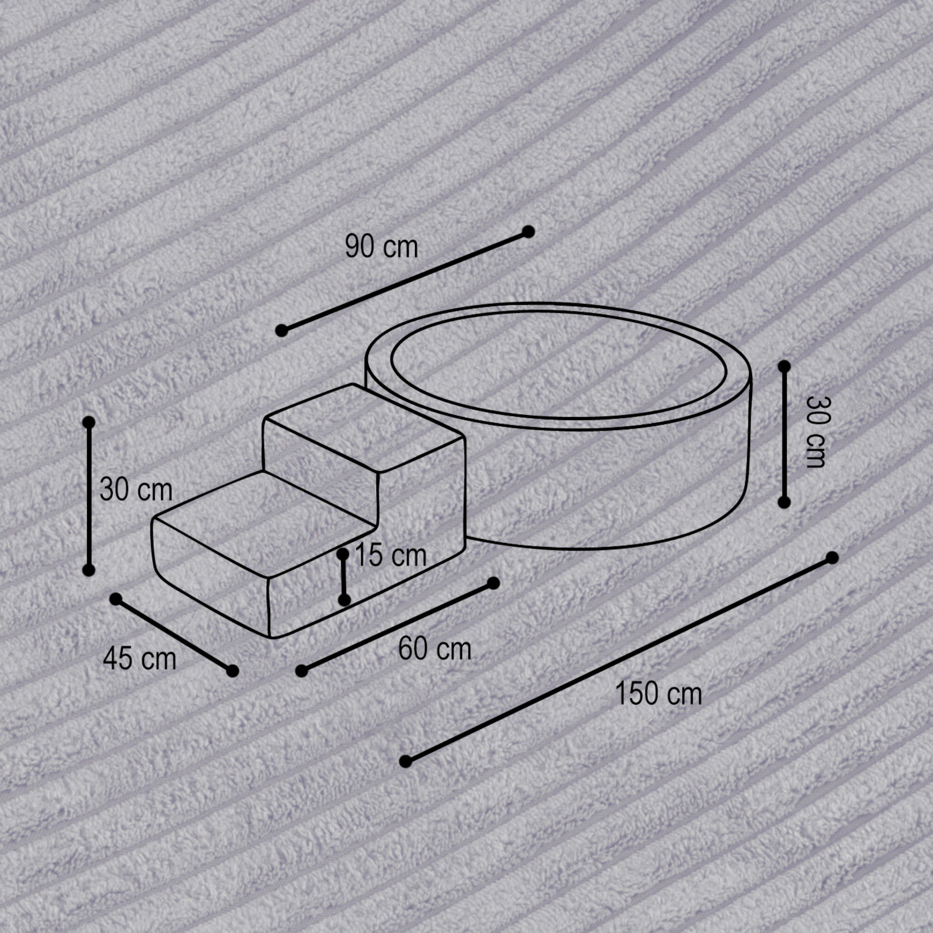 "Bally Step" Bällebad 90x30cm mit Stufe & 200 Bällen