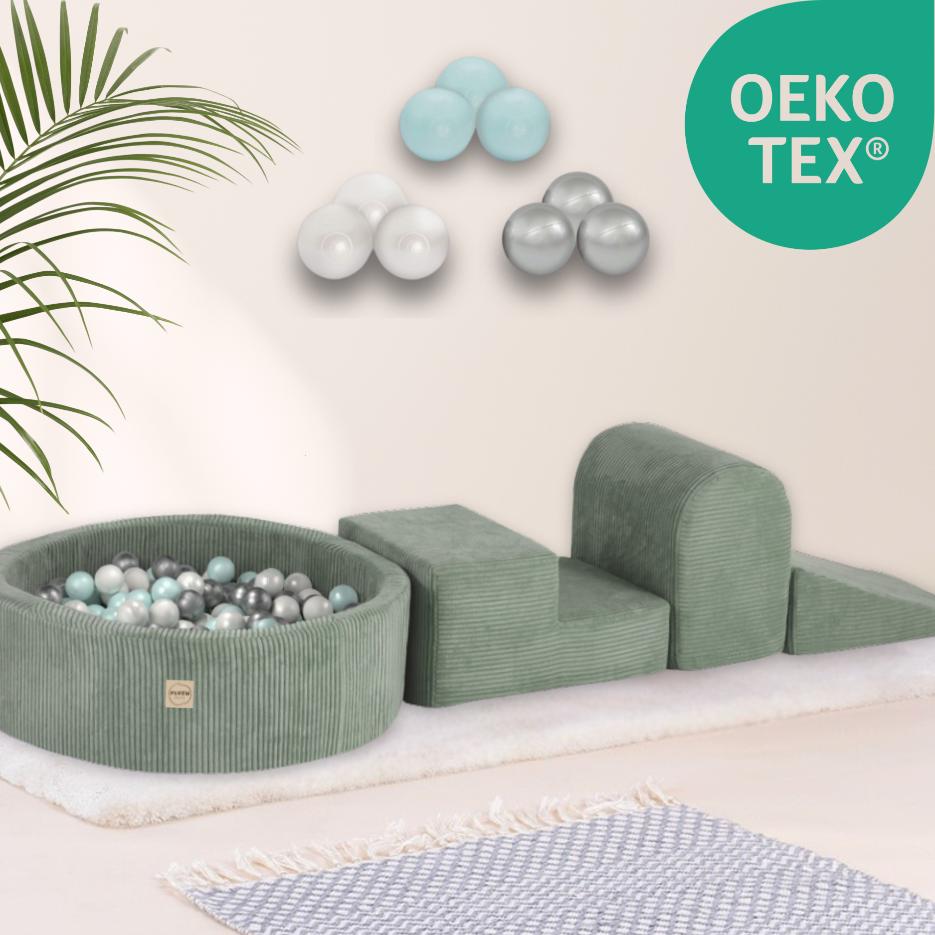 "Bally Play" Bällebad 90x30cm mit 3 Bauelementen & 200 Bällen