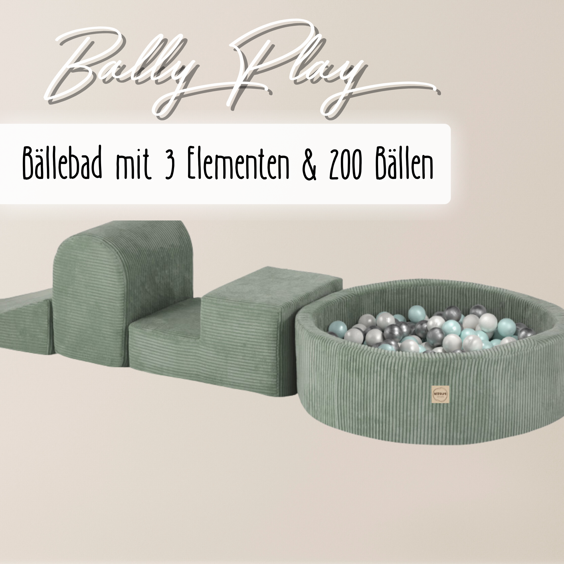 "Bally Play" Bällebad 90x30cm mit 3 Bauelementen & 200 Bällen