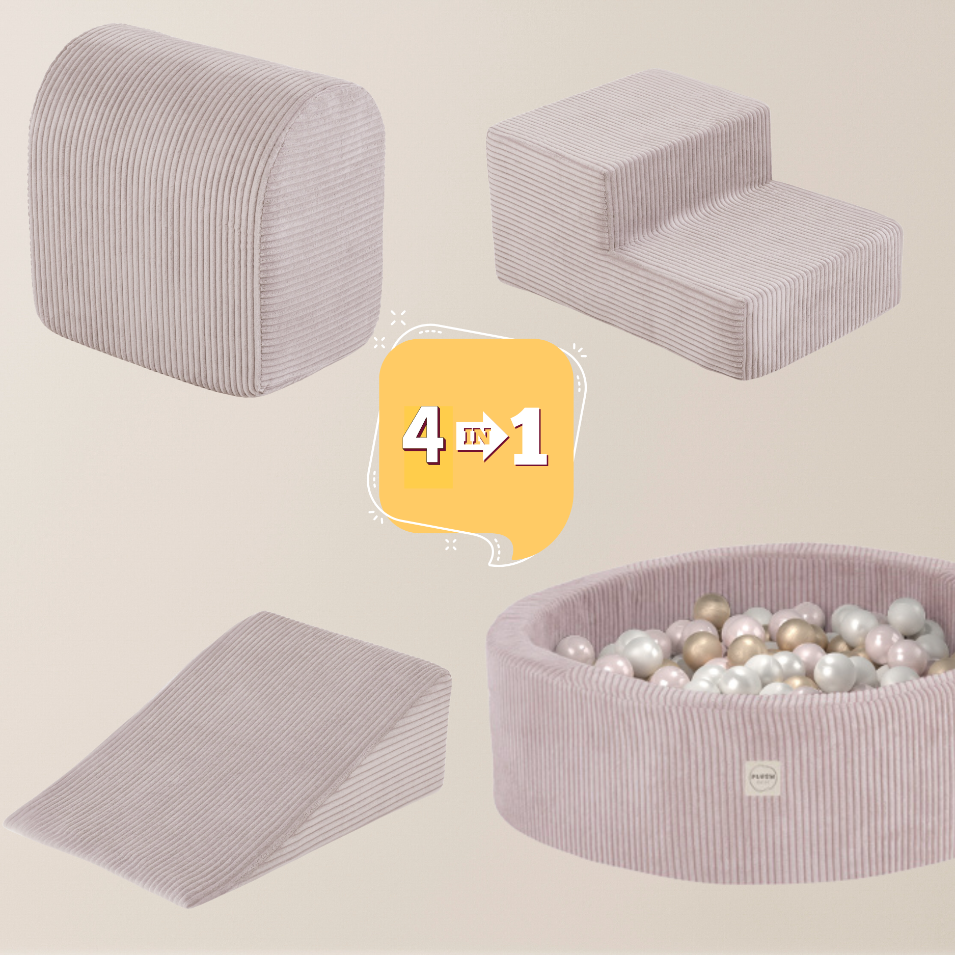 "Bally Play" Bällebad 90x30cm mit 3 Bauelementen & 200 Bällen