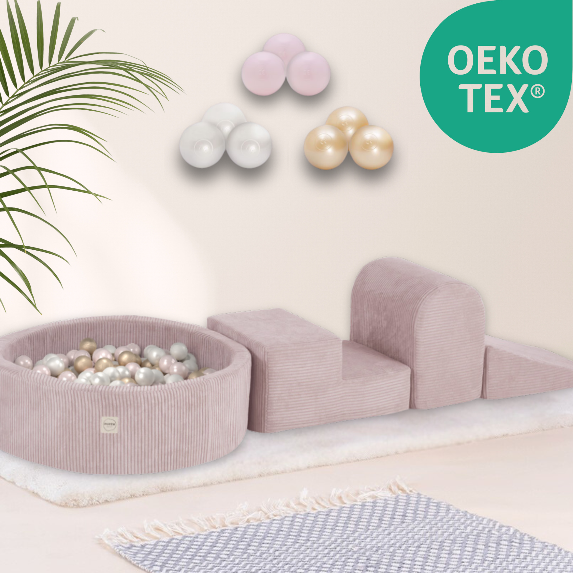 "Bally Play" Bällebad 90x30cm mit 3 Bauelementen & 200 Bällen