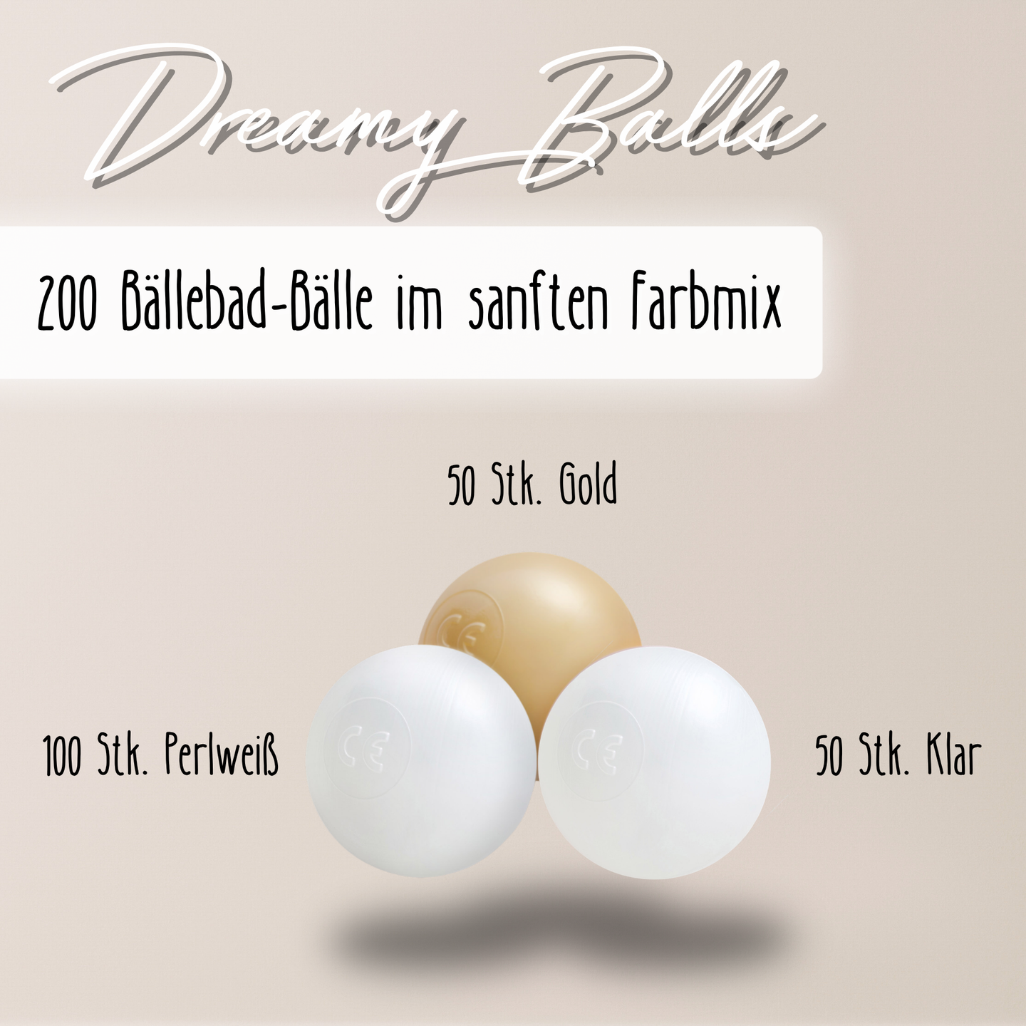 "Dreamy Balls" 200 Bällebad-Bälle im sanften Farbmix, CE-zertifiziert