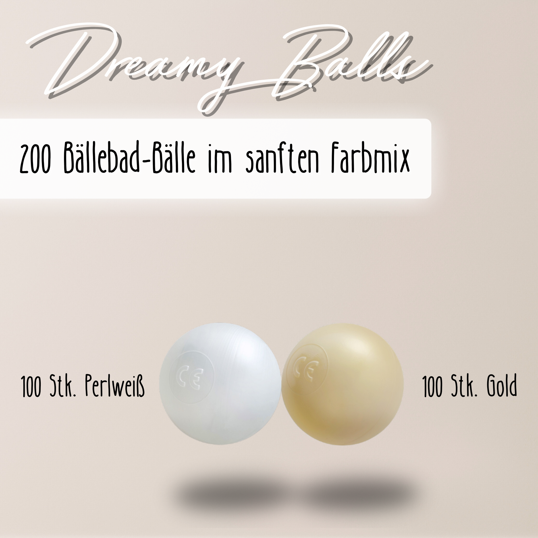 "Dreamy Balls" 200 Bällebad-Bälle im sanften Farbmix, CE-zertifiziert