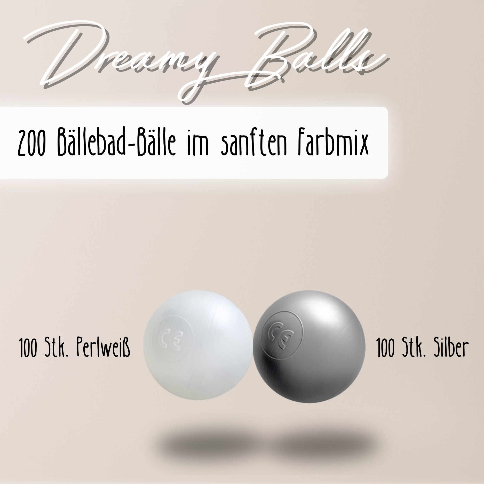 "Dreamy Balls" 200 Bällebad-Bälle im sanften Farbmix, CE-zertifiziert