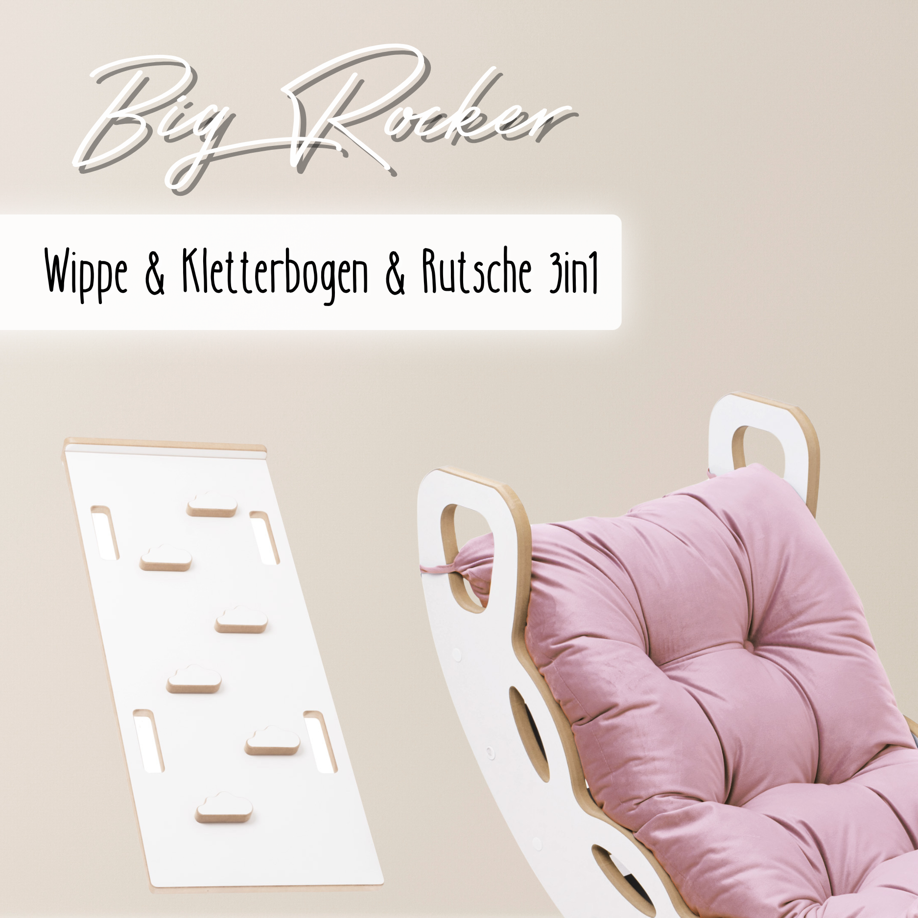 "Big Rocker" 3in1, Wippe, Kletterbogen & Rutsche 90x41x50 cm