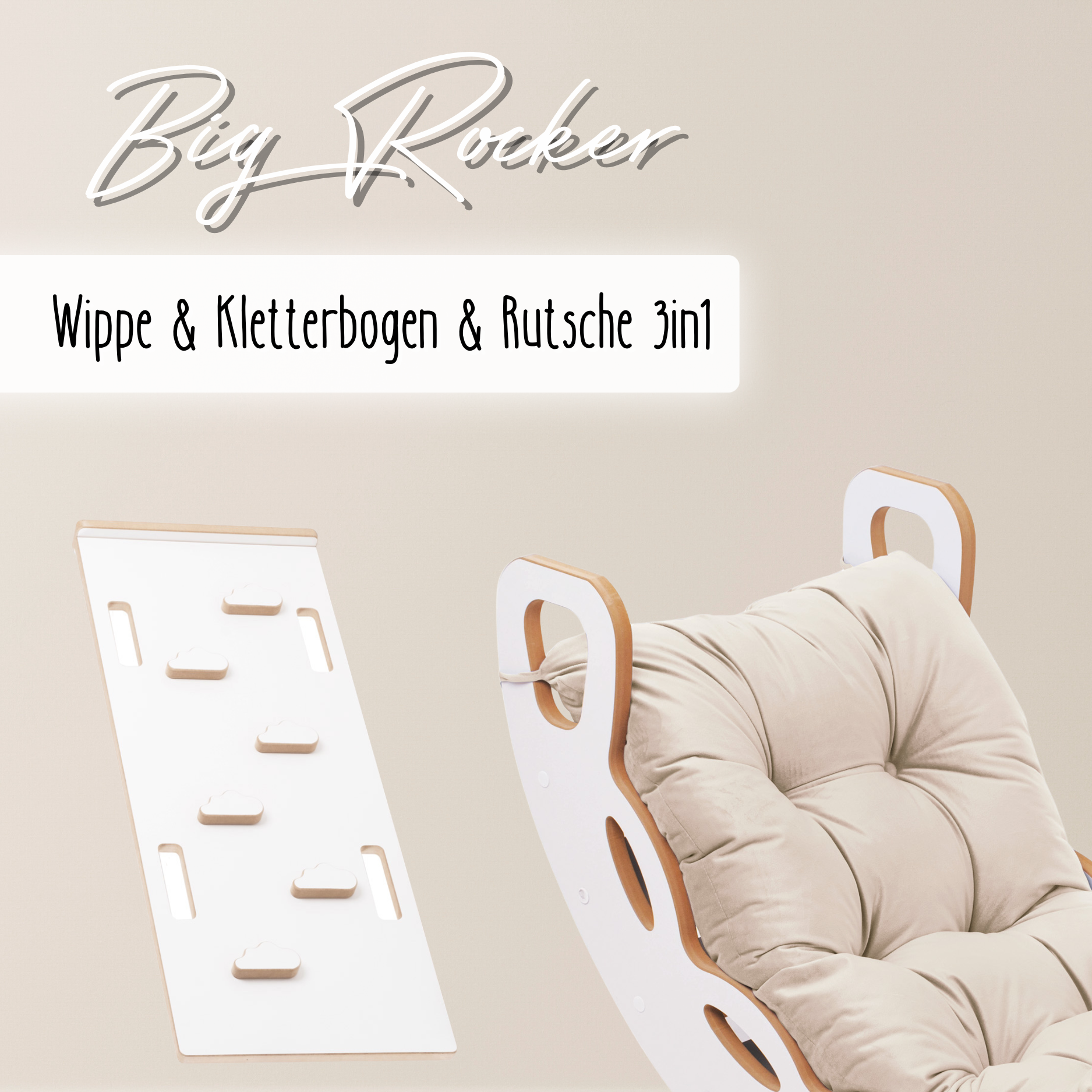 "Big Rocker" 3in1, Wippe, Kletterbogen & Rutsche 90x41x50 cm