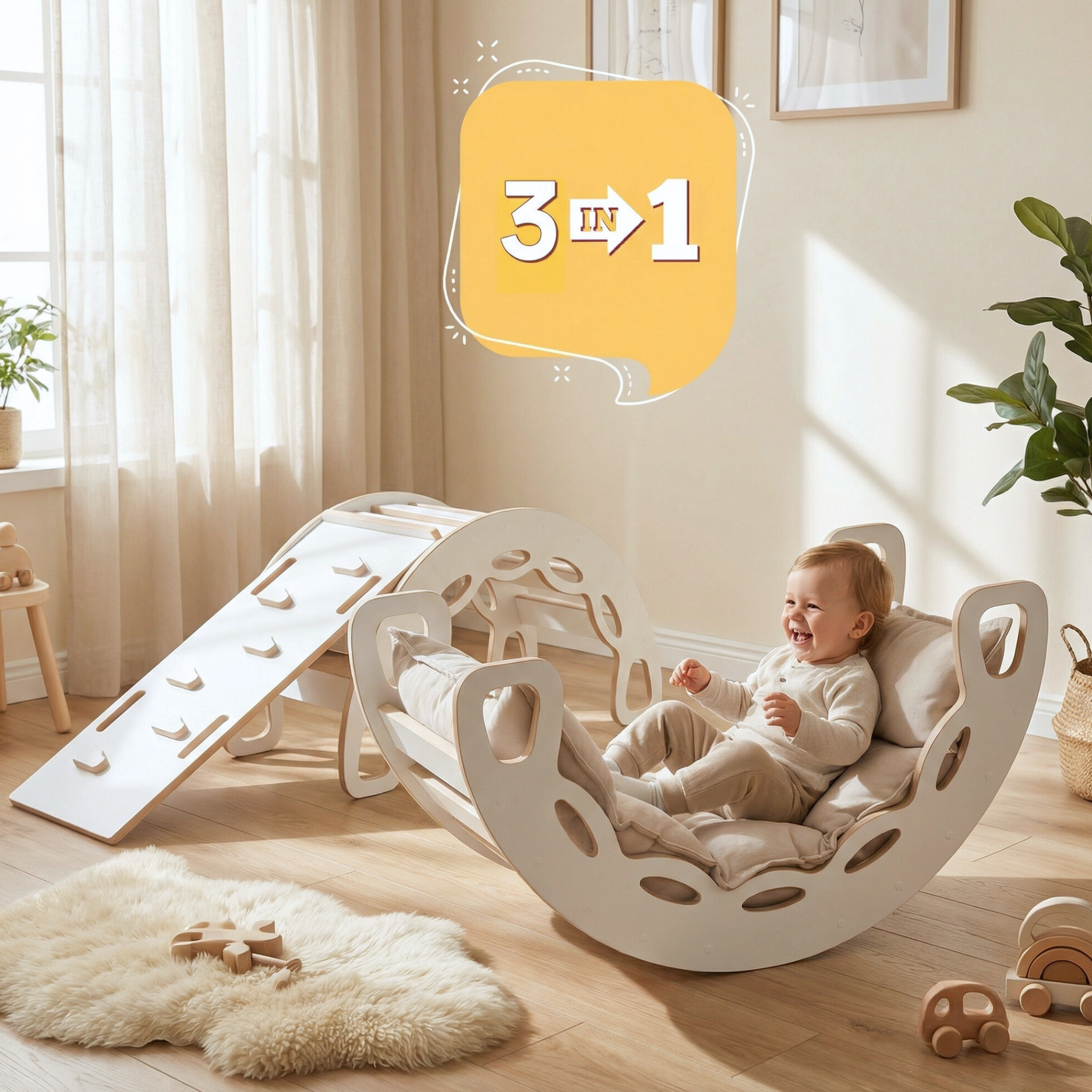 "Big Rocker" 3in1, Wippe, Kletterbogen & Rutsche 90x41x50 cm