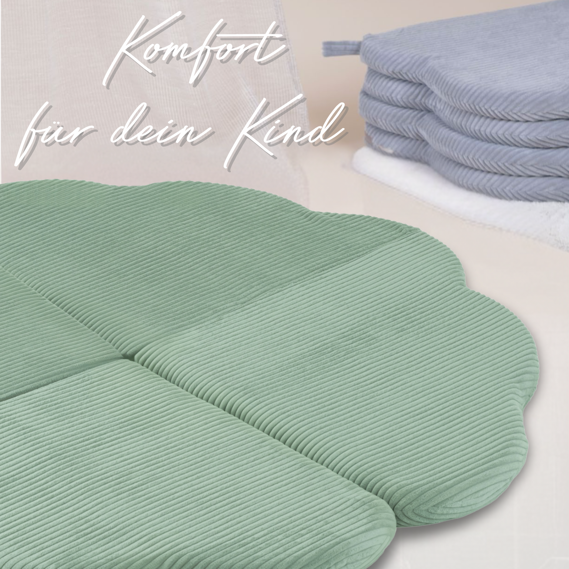 "Bloomy Mat" Spielmatte 115x115x5cm mit Cord-Bezug