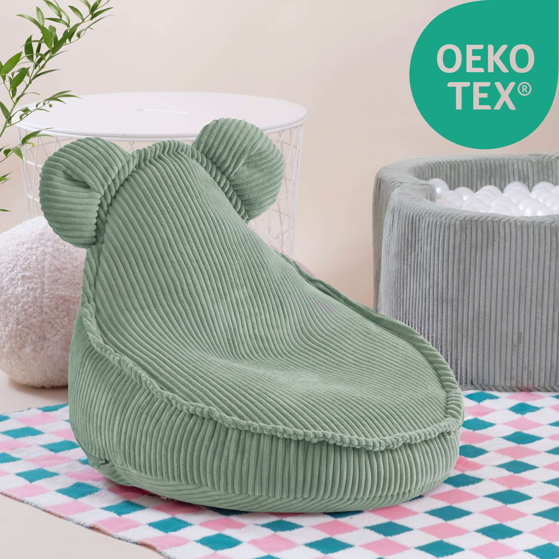 "Huggy Bear" Sitzsack mit Ohren für Kinder 68x45cm