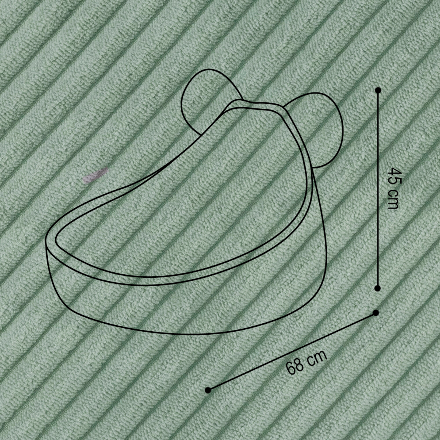 "Huggy Bear" Sitzsack mit Ohren für Kinder 68x45cm
