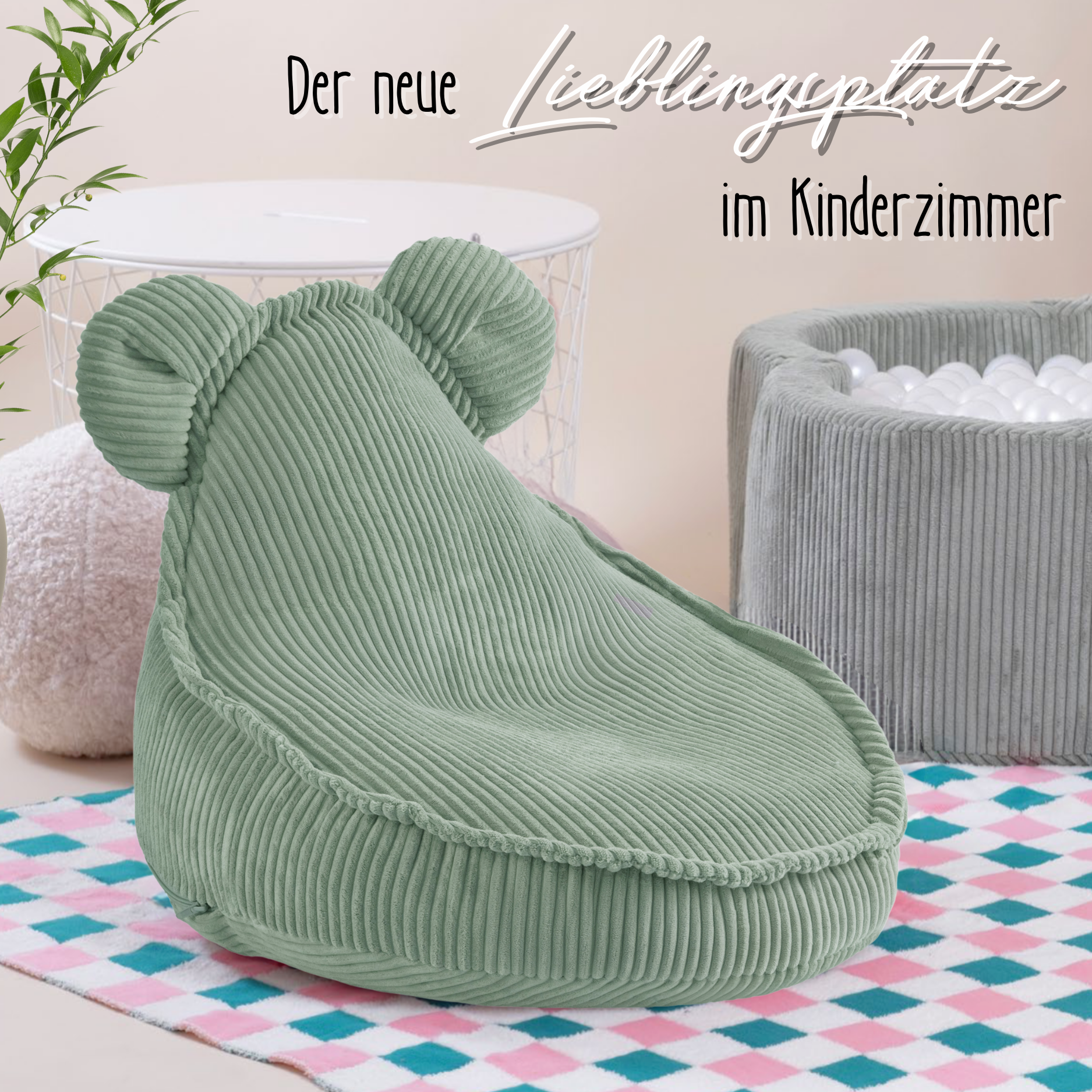 "Huggy Bear" Sitzsack mit Ohren für Kinder 68x45cm