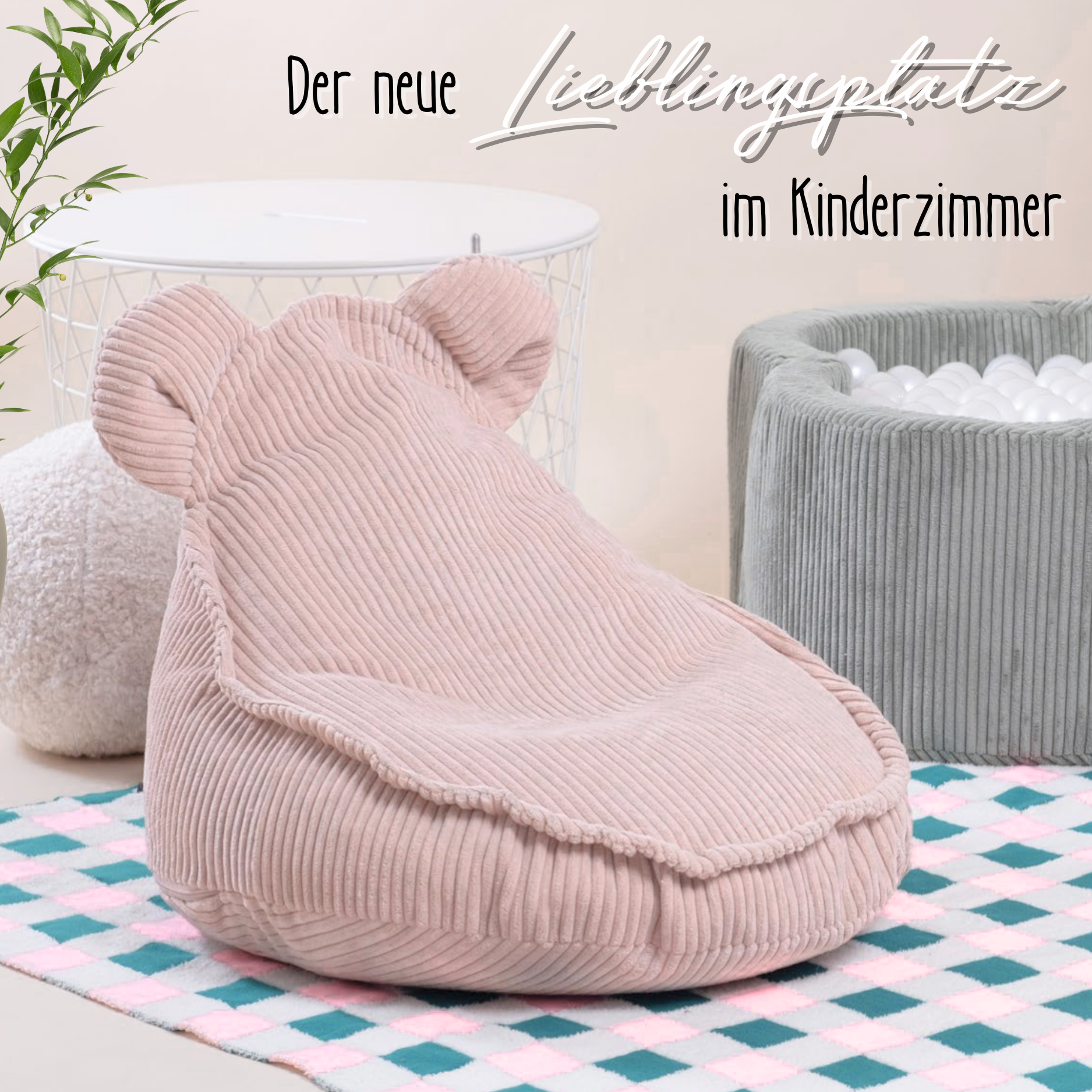 "Huggy Bear" Sitzsack mit Ohren für Kinder 68x45cm