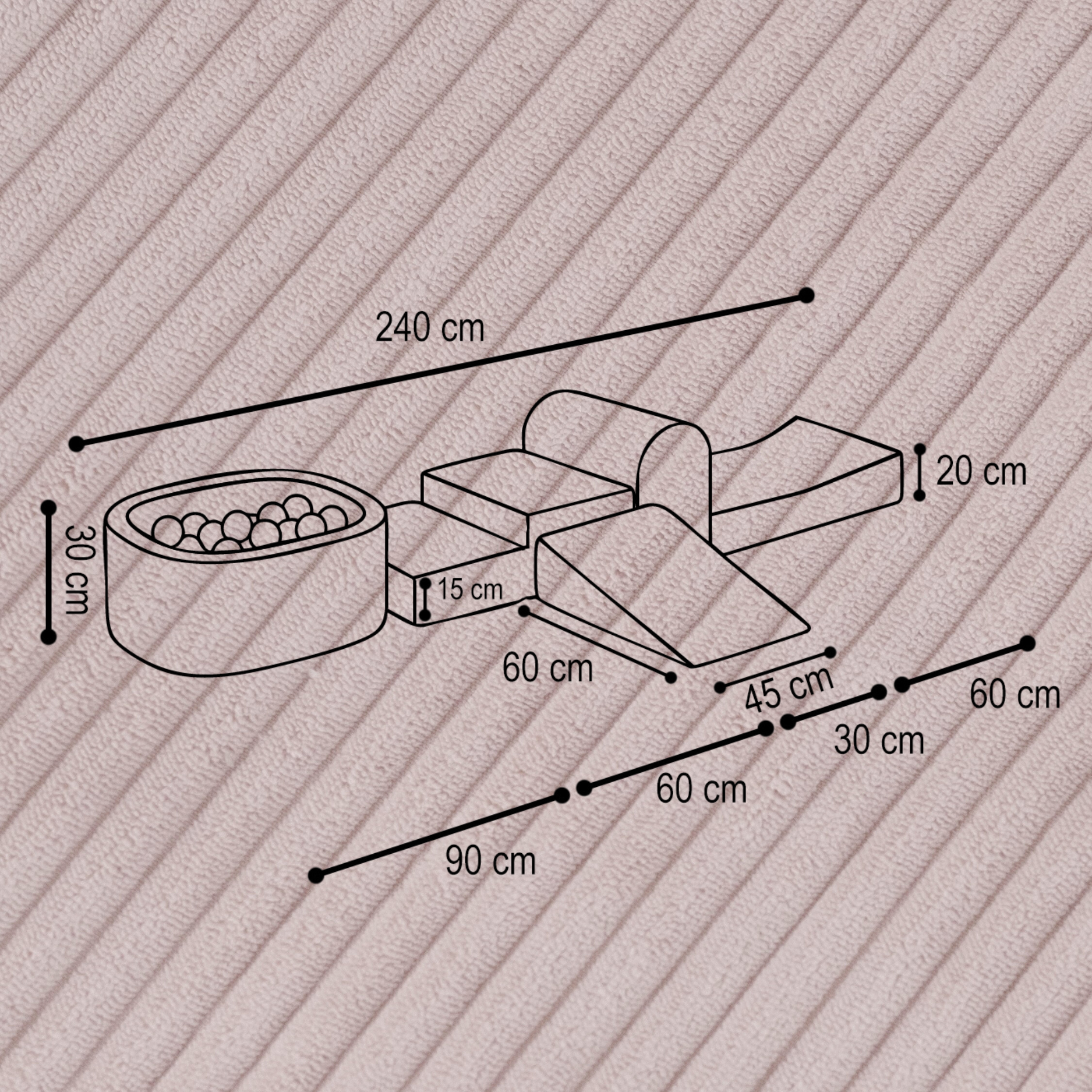 "Mini Castle" Indoor Spielplatz-Set mit Mini-Bällebad & 100 Bällen