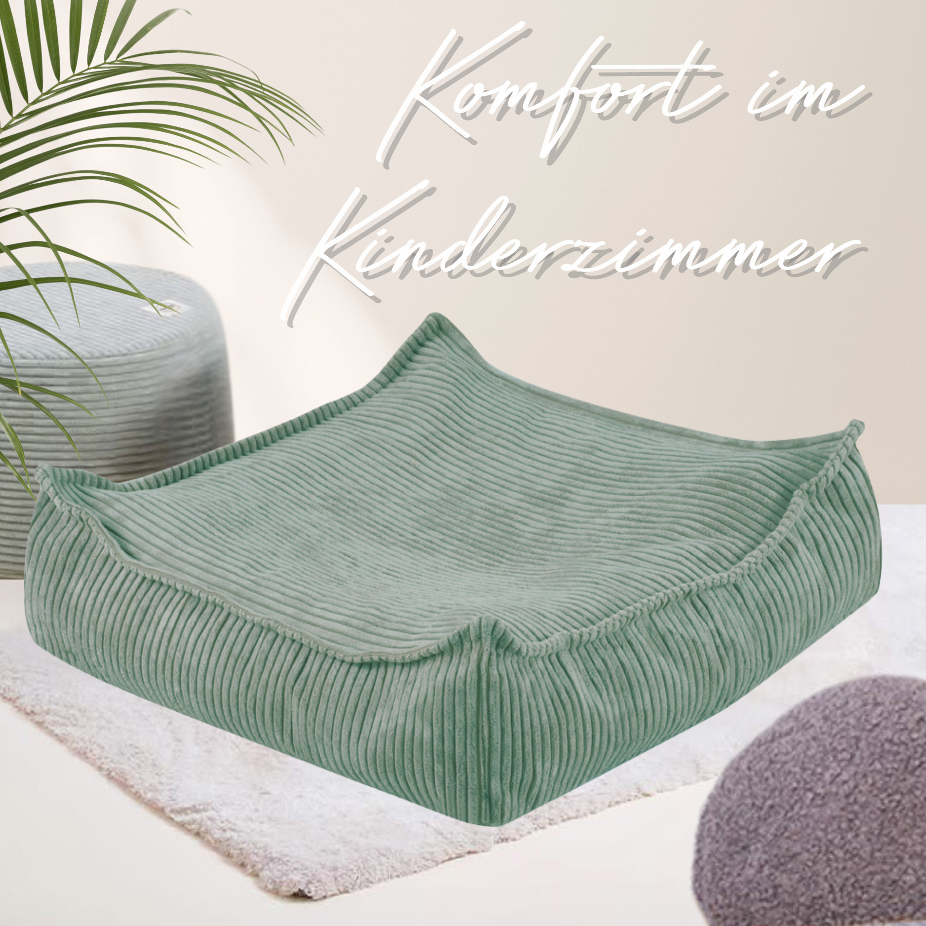 "Snuggy Puff" Bodenkissen aus Cord 60x60x20cm