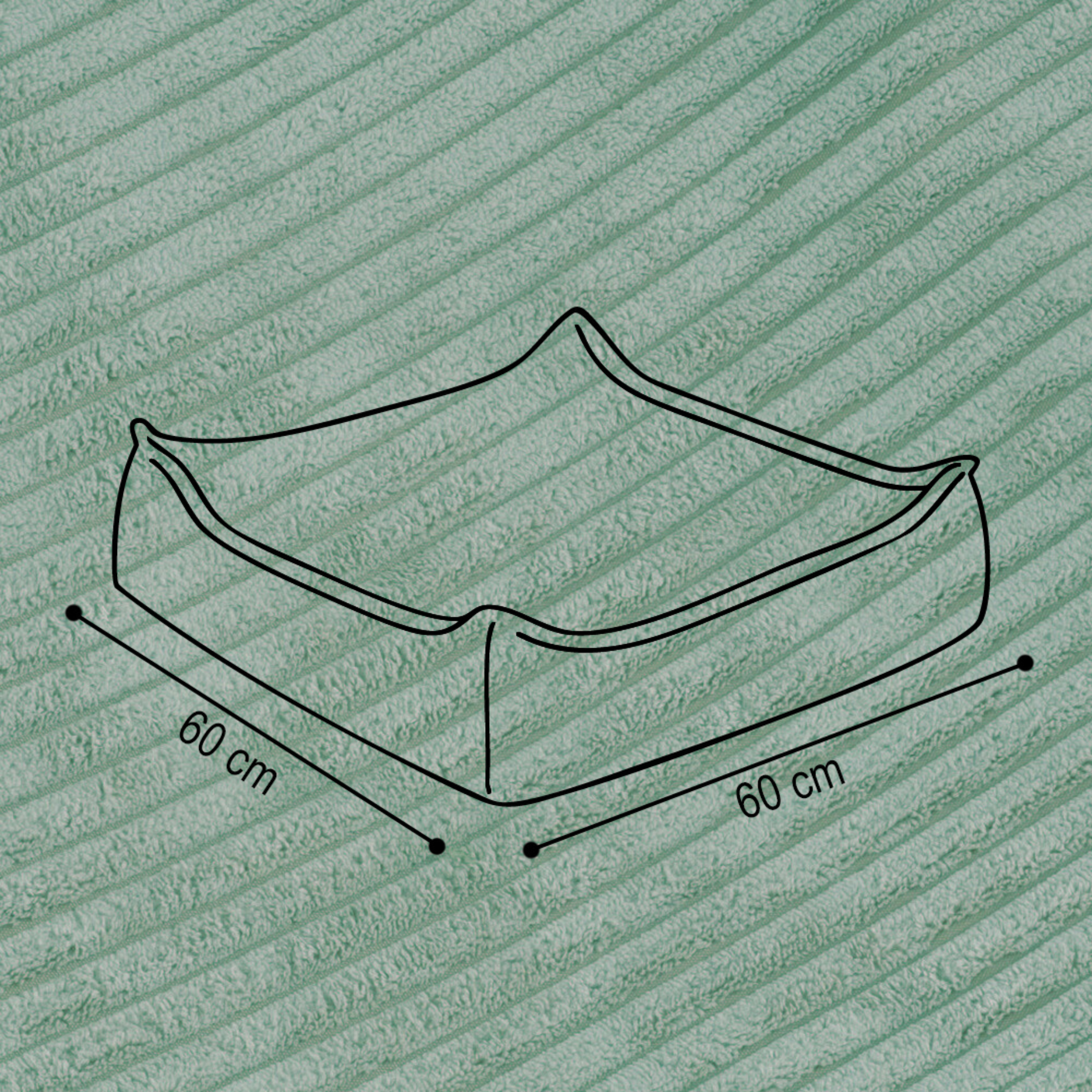 "Snuggy Puff" Bodenkissen aus Cord 60x60x20cm
