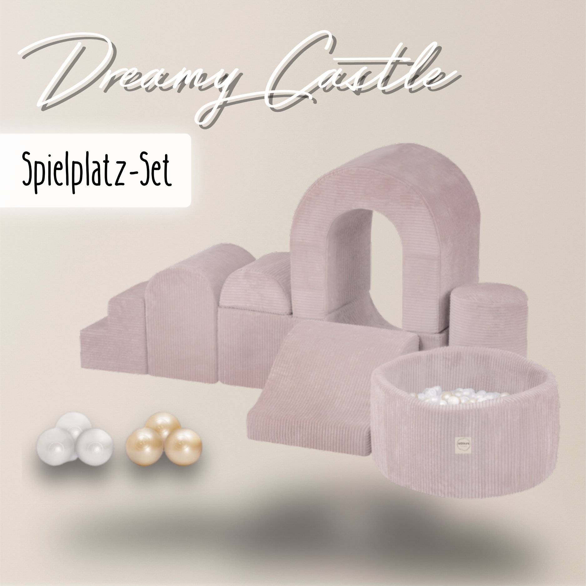 "Dreamy Castle" Indoor Spielplatz-Set mit kleinem Bällebad & 150 Bällen