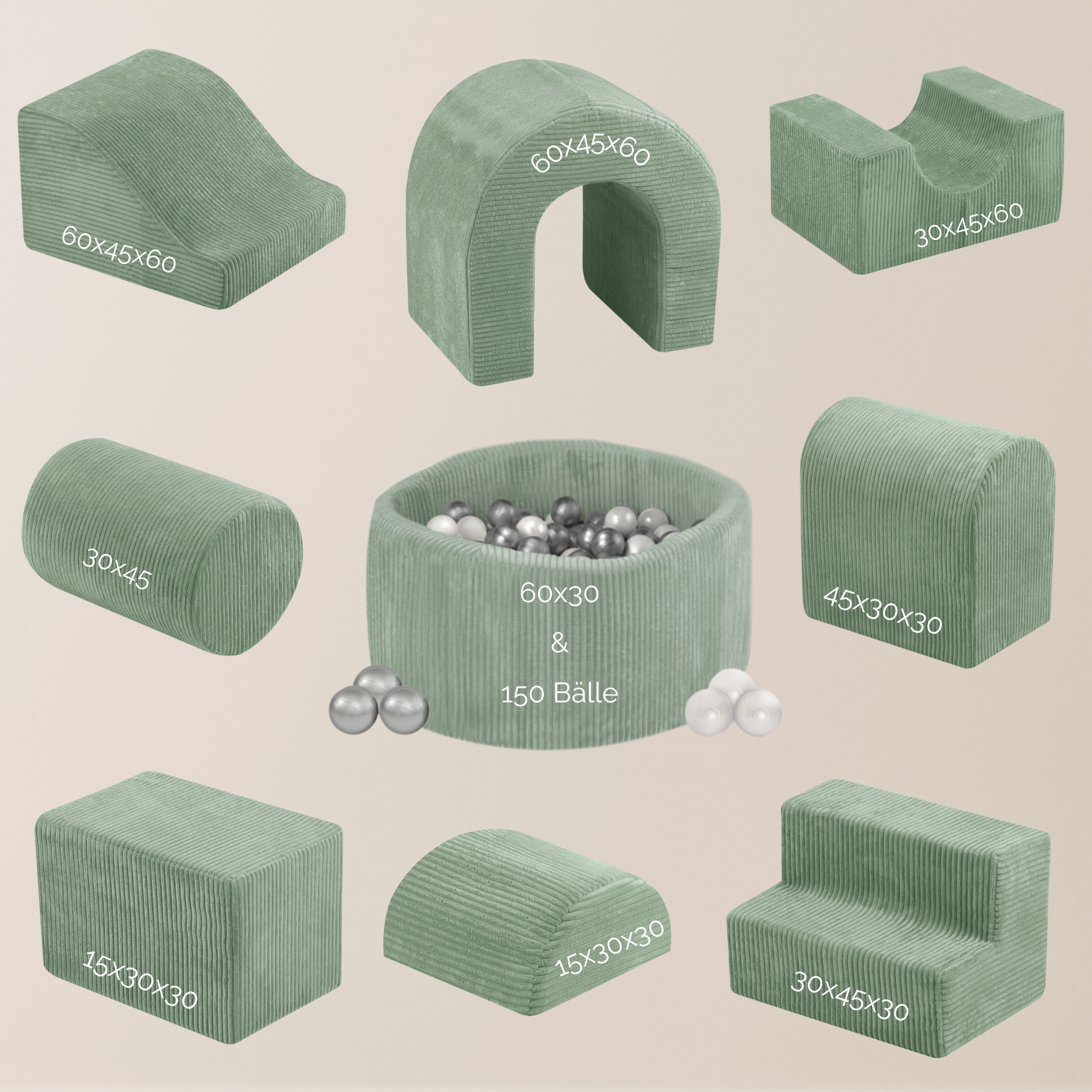 "Dreamy Castle" Indoor Spielplatz-Set mit kleinem Bällebad & 150 Bällen