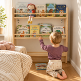 Kleines Montessori Bücherregal – aus massivem Kiefernholz 80×92×12 cm