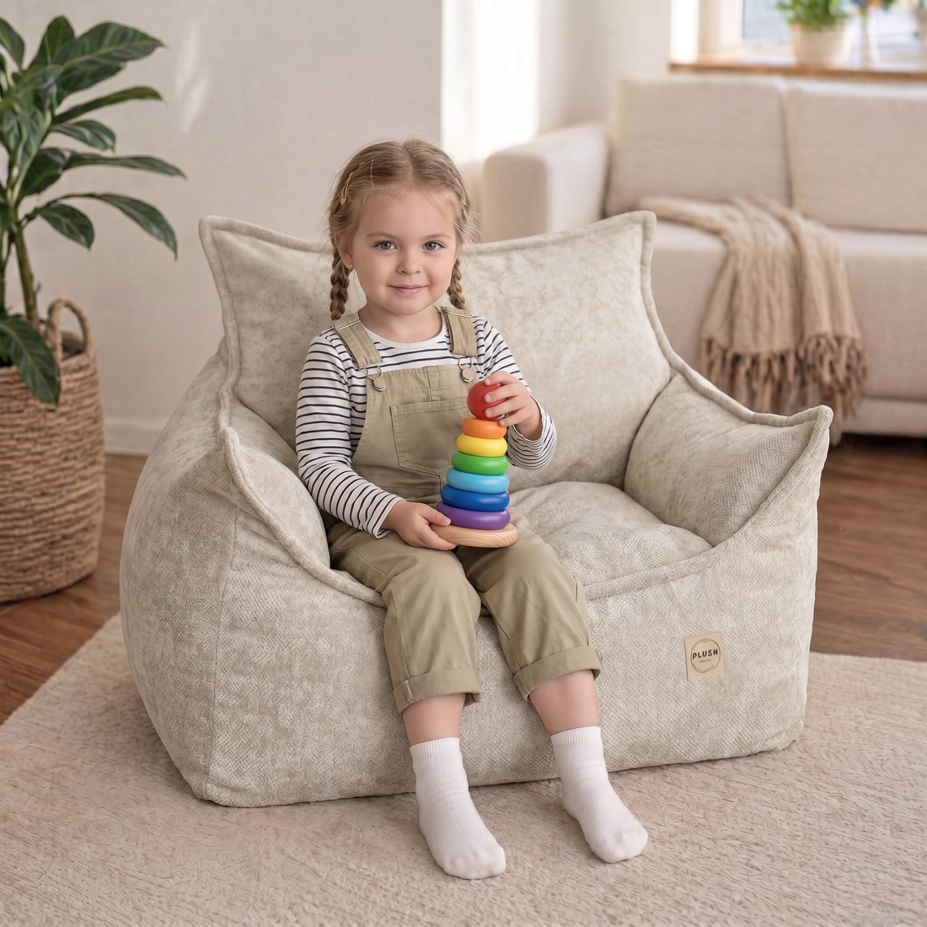 "Chenille Throne" bequemer Kinder-Relaxsessel 80x73x58cm
