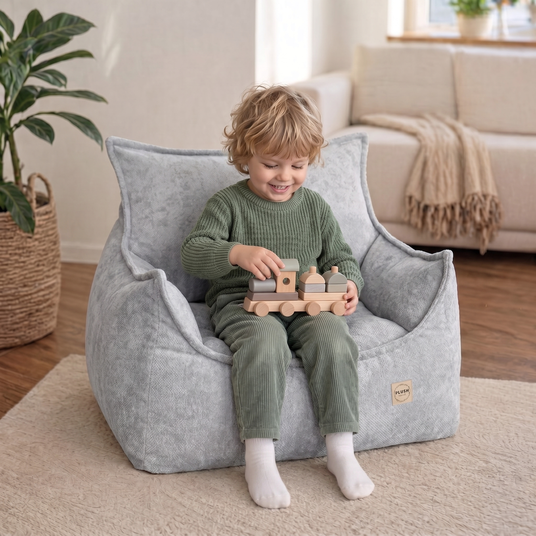 "Chenille Throne" bequemer Kinder-Relaxsessel 80x73x58cm