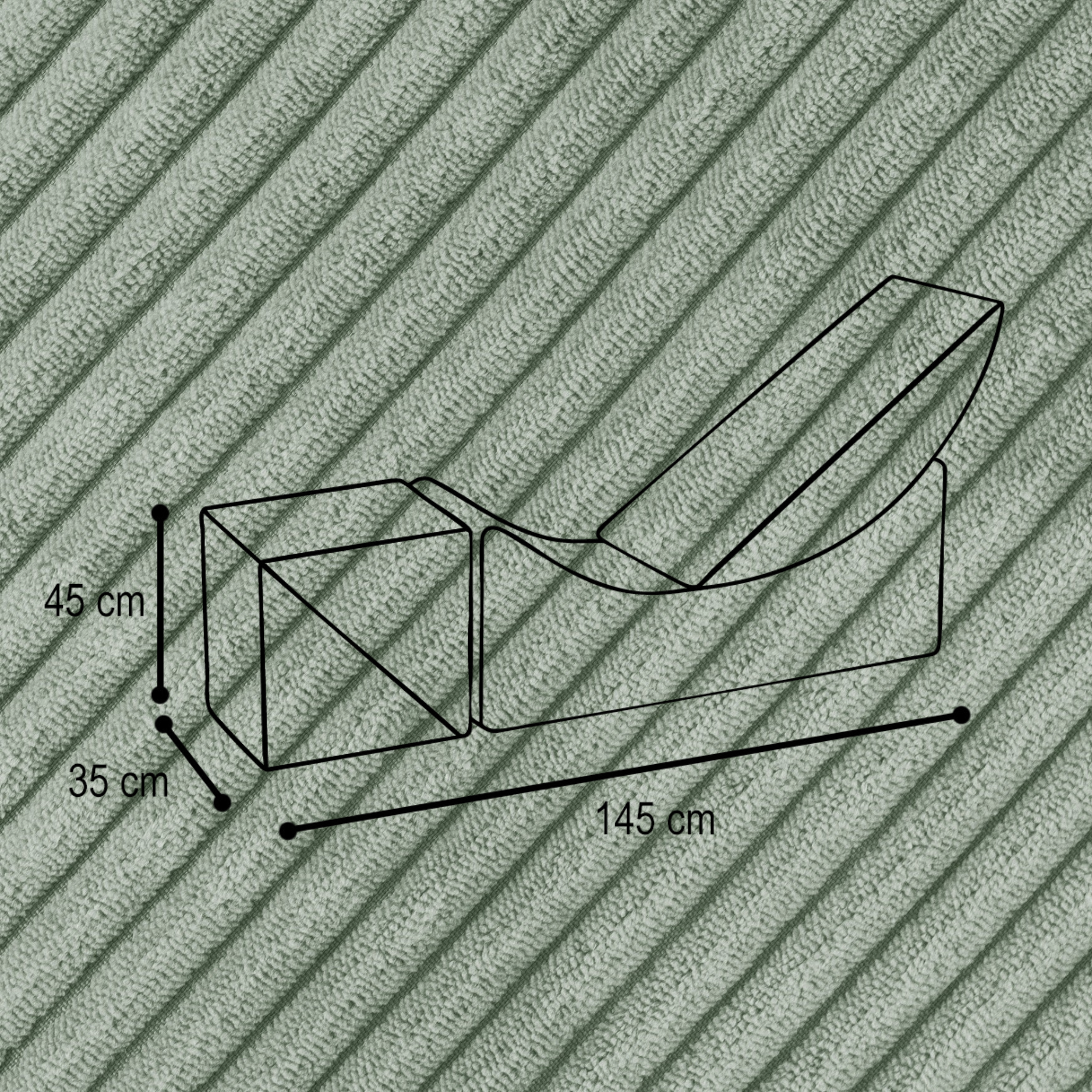 "Moon Lounger" Modularer Kinder-Chaiselongue 145×35×45cm