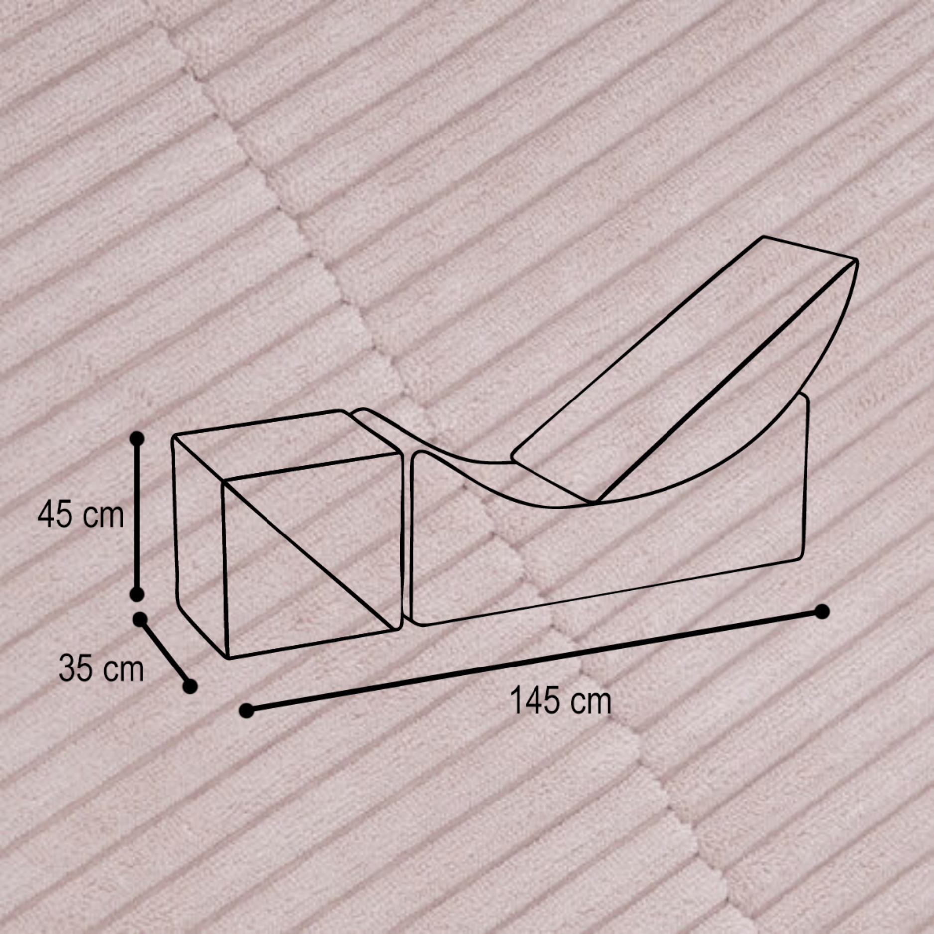 "Moon Lounger" Modularer Kinder-Chaiselongue 145×35×45cm