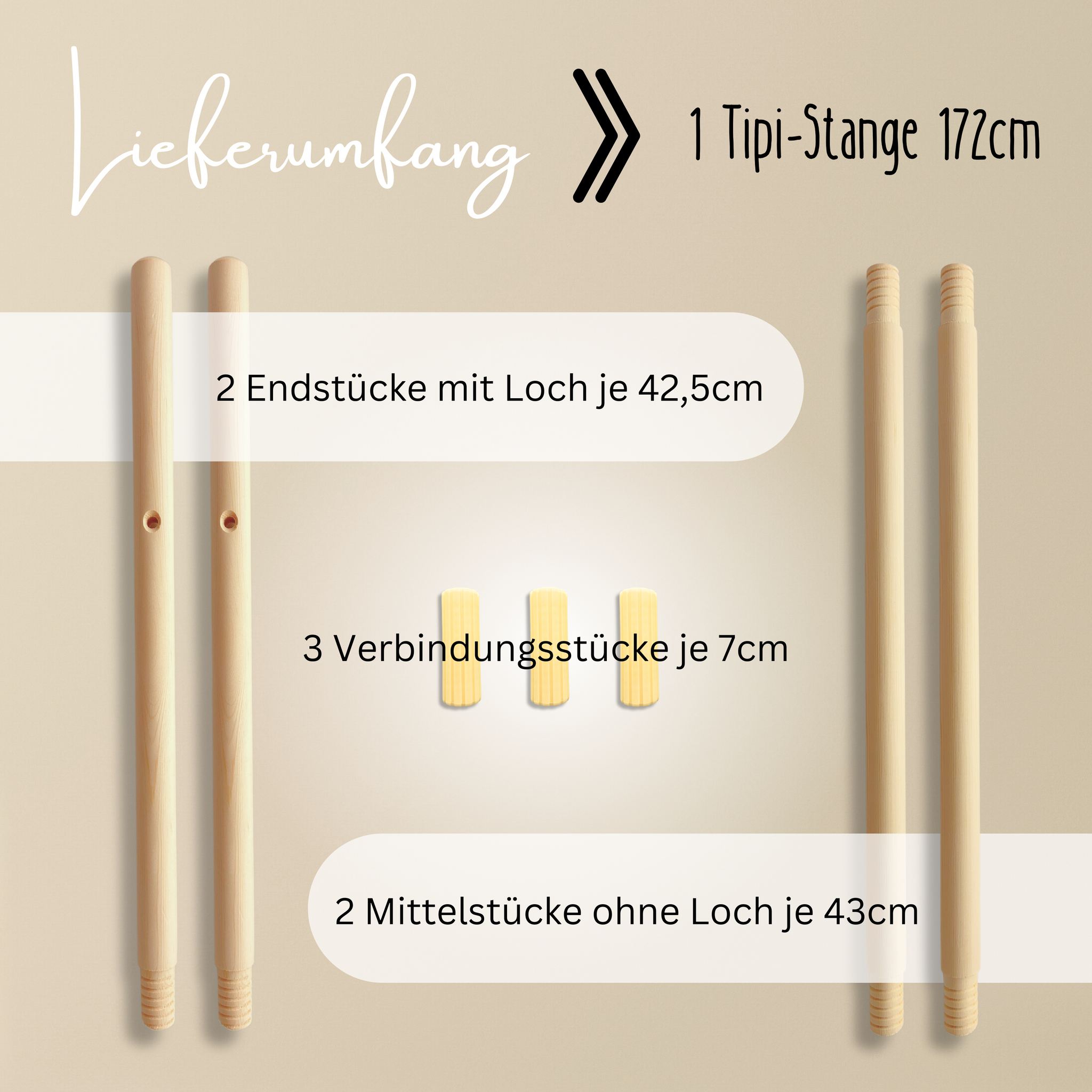 tipi zelt stangen LIONHERZ® Ersatz-Zeltstange für Tipi-Zelte – Schraubbare Kiefernholz-Stange mit Verbindungsstücken – Lionherz