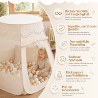 Pop-Up Bällebad-Spielzelt aus Baumwolle/Hanf