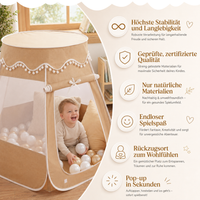 Pop-Up Bällebad-Spielzelt aus Baumwolle/Hanf