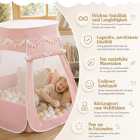 Pop-Up Bällebad-Spielzelt aus Baumwolle/Hanf