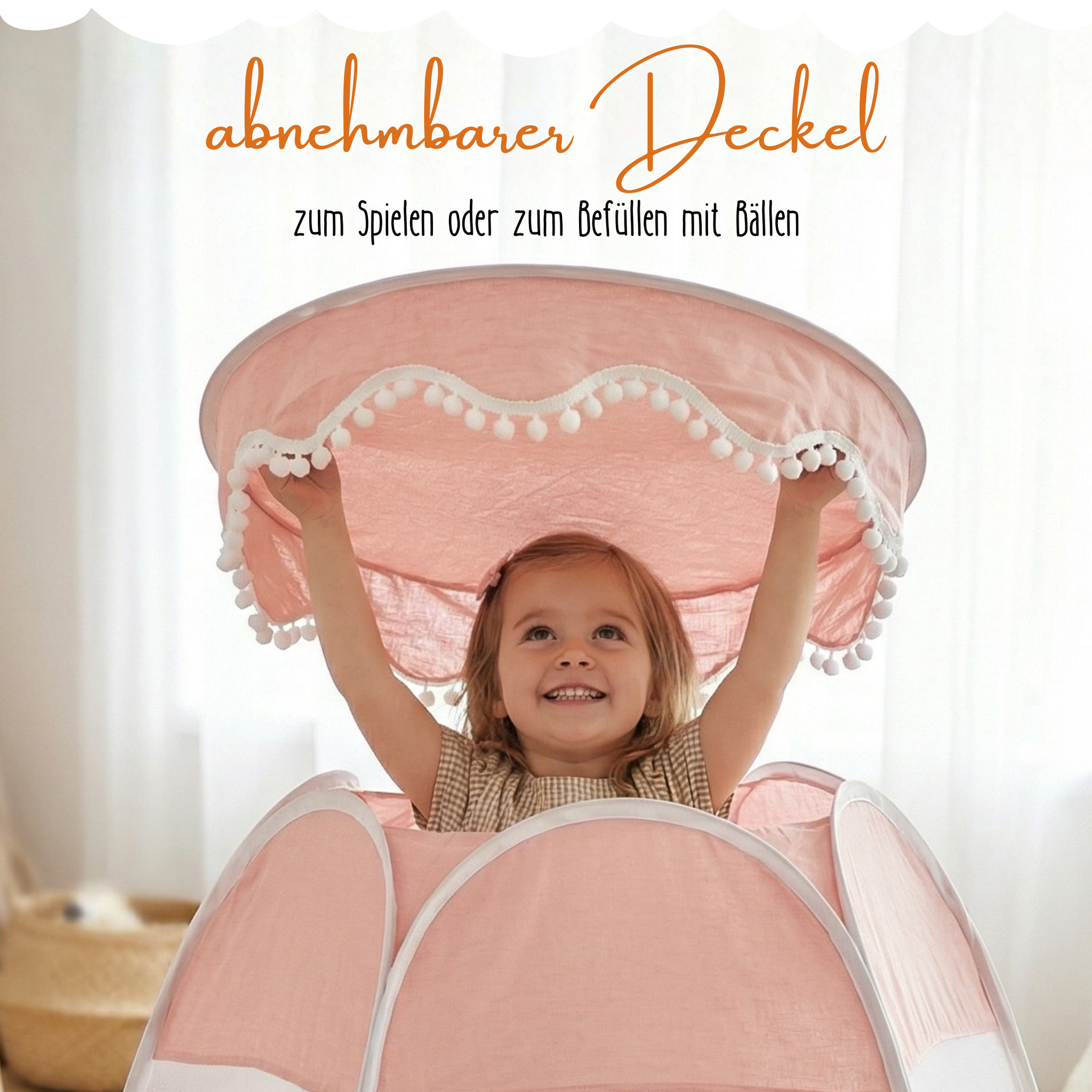 Pop-Up Bällebad-Spielzelt aus Baumwolle/Hanf