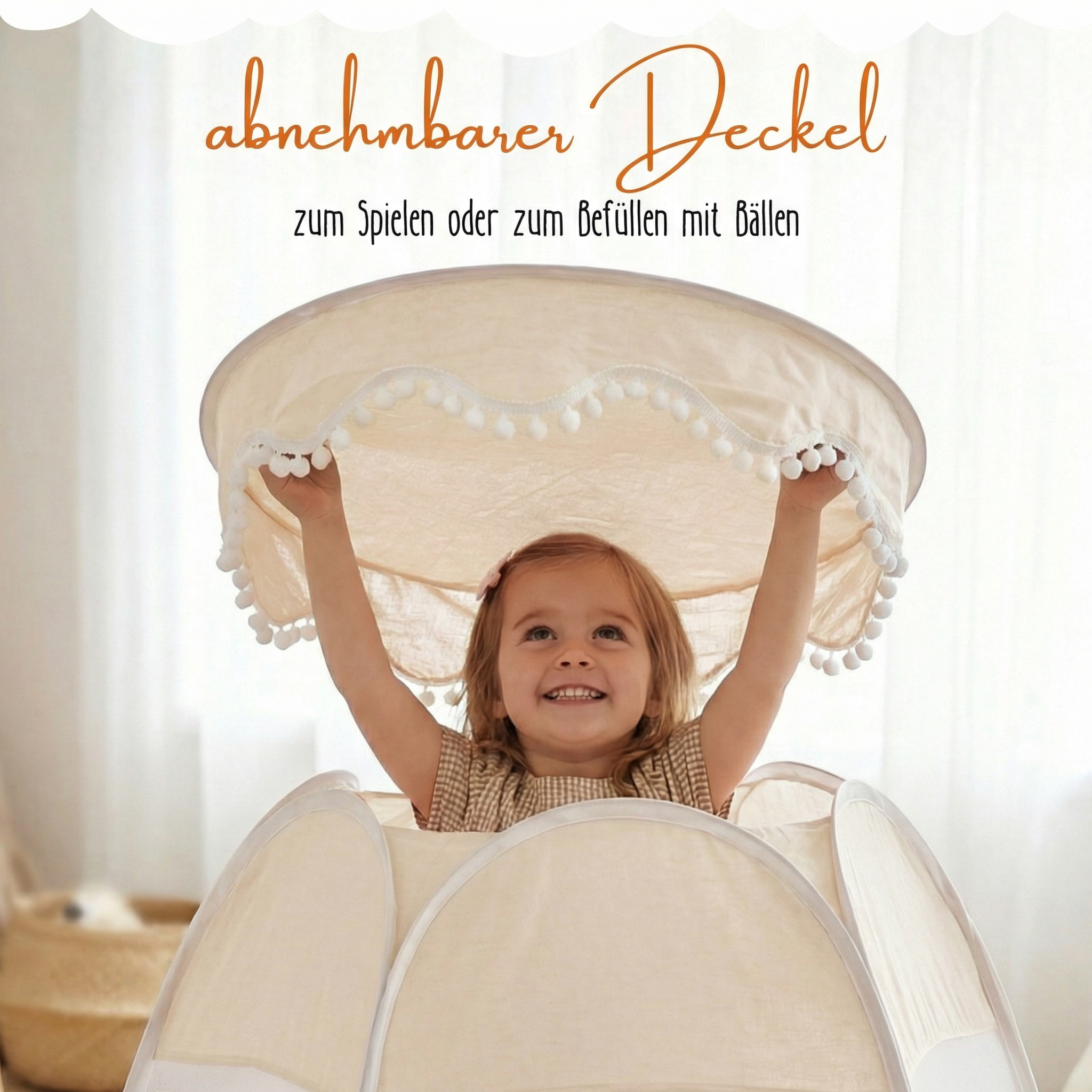 Pop-Up Bällebad-Spielzelt aus Baumwolle/Hanf