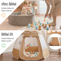 Pop-Up Bällebad-Spielzelt aus Baumwolle/Hanf