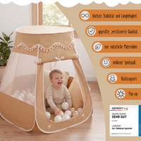 Pop-Up Bällebad-Spielzelt aus Baumwolle/Hanf