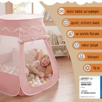 Pop-Up Bällebad-Spielzelt aus Baumwolle/Hanf