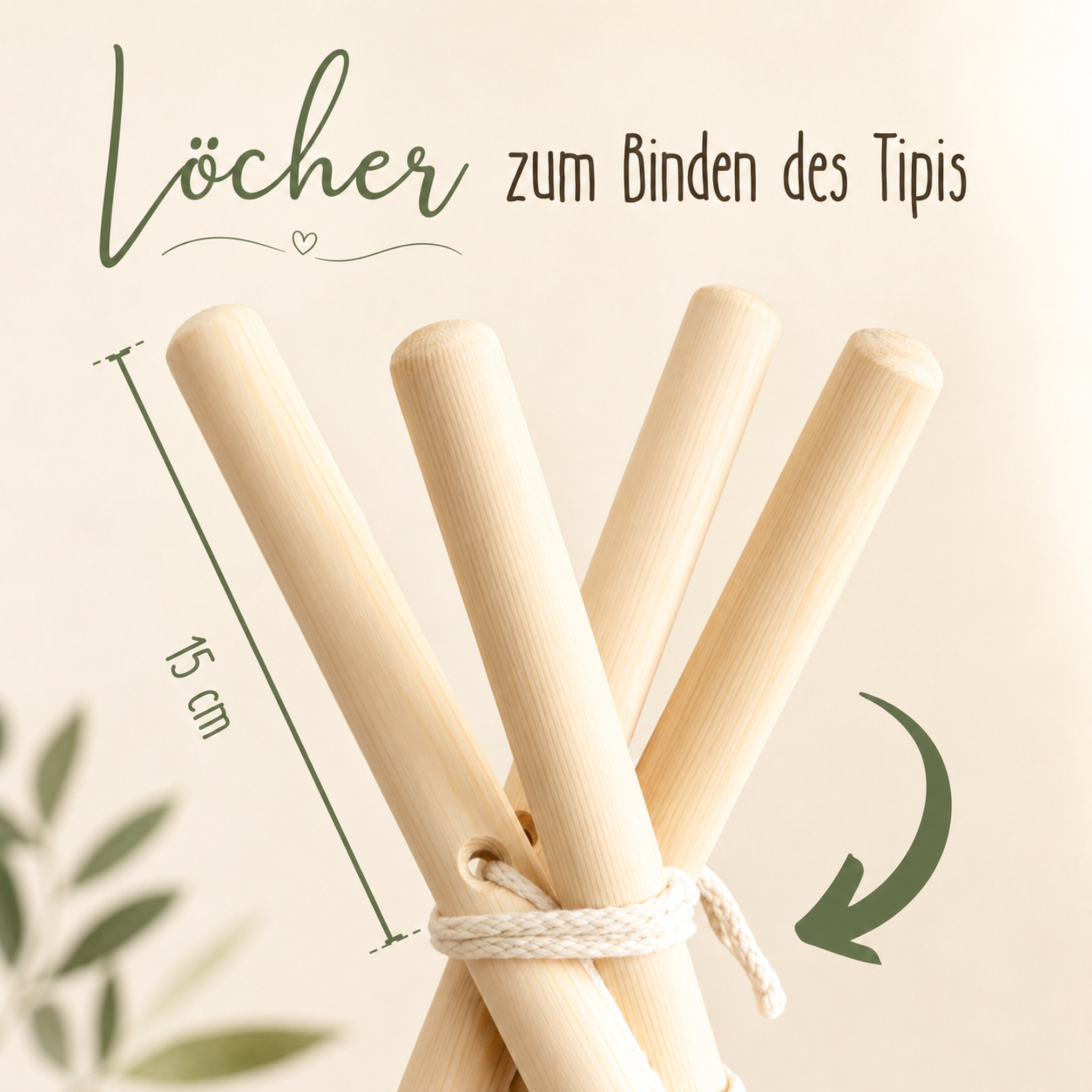 LIONHERZ® Ersatz-Zeltstange für Tipi-Zelte – Schraubbare Kiefernholz-Stange mit Verbindungsstücken – Lionherz