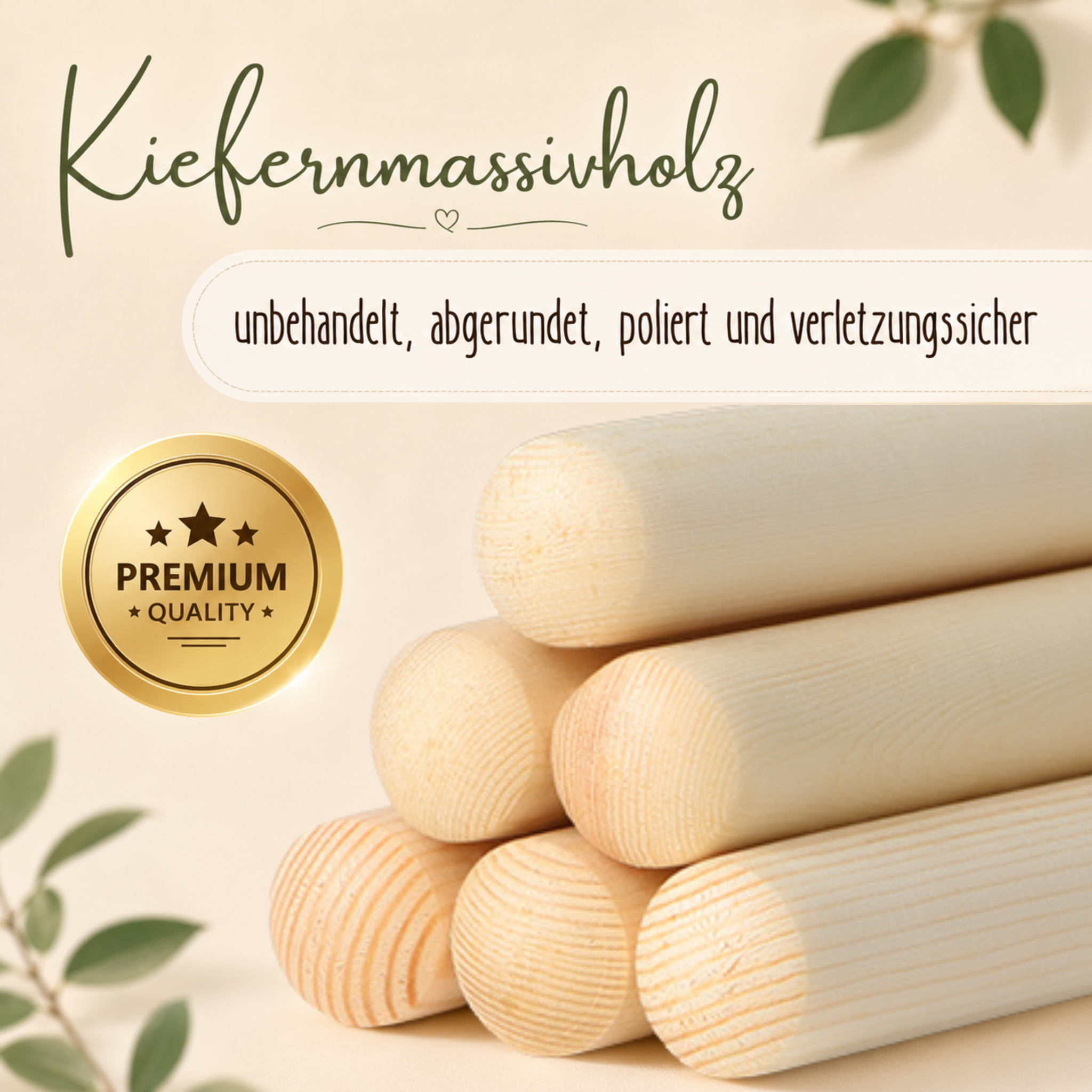 LIONHERZ® Ersatz-Zeltstange für Tipi-Zelte – Schraubbare Kiefernholz-Stange mit Verbindungsstücken – Lionherz