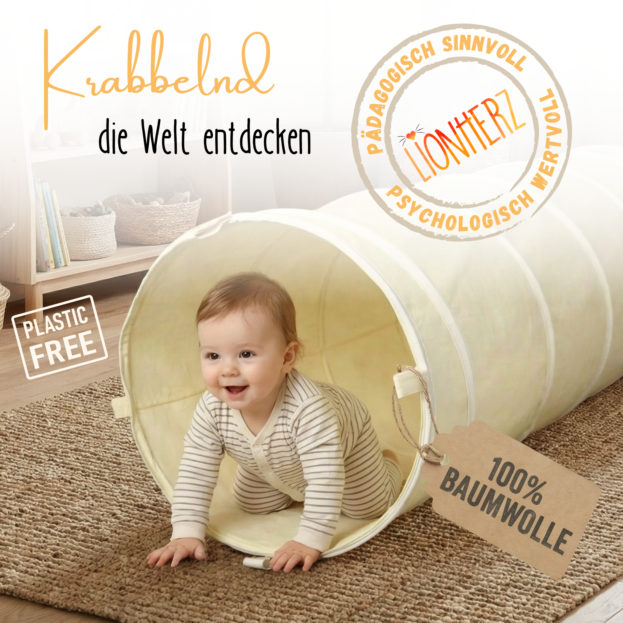 Spieltunnel aus Baumwolle, passend zum Tipi, 180x46cm