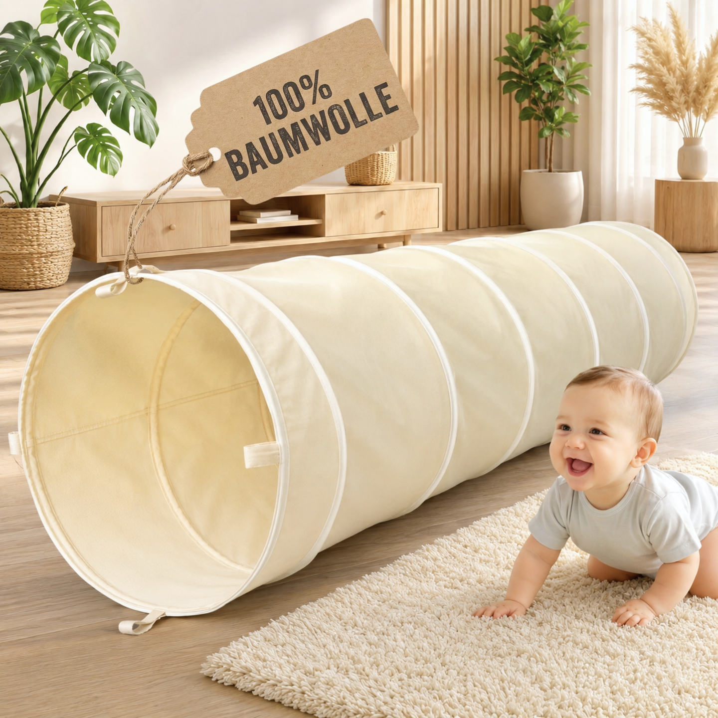 Spieltunnel aus Baumwolle, passend zum Tipi, 180x46cm